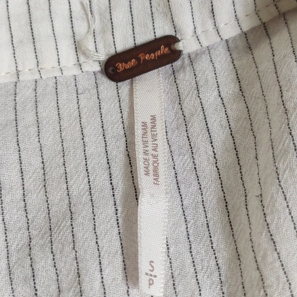 Free People Baby Blues Cream Ruffle Cap Sleeves Stripes Lace Baby Doll Tunic S - Picture 5 of 9